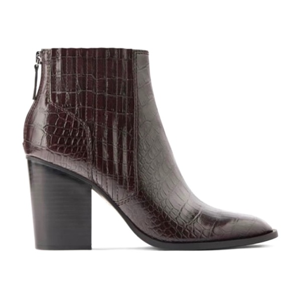 Zara Shoes - Zara Animal Embossed Brown Bootie Heel
